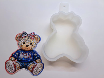 Rhinestone USA Teddy Bear Cardstock Silicone Mold, Aroma Bead Molds, Car Freshies, Premium Cardstock Images