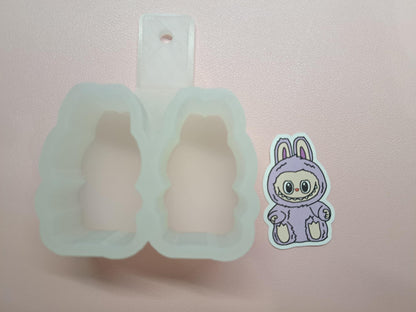 VENT CLIP: Labubu Sitting Chibi Two Cavity Small Vent Clip Size Cardstock Silicone Mold, Aroma Bead Molds, Premium Cardstock Images