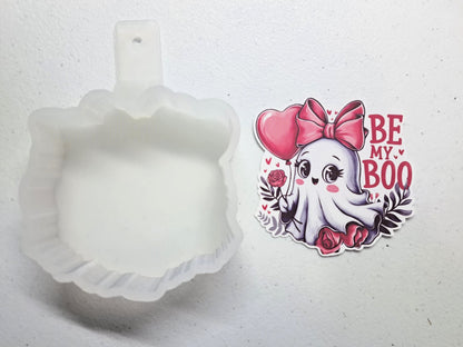 Be My Boo Valentine Ghost Girl Cardstock Silicone Mold, Aroma Bead Molds
