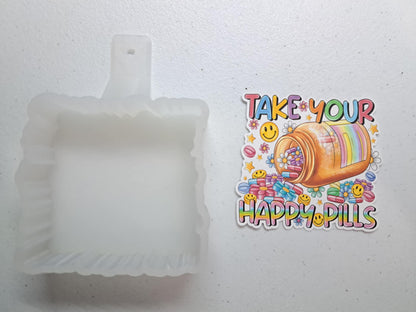 Take Your Happy Pills: Smiley Face, Flowers, Mental Health Cardstock Silicone Mold, Aroma Bead Molds, Premium Cardstock Images