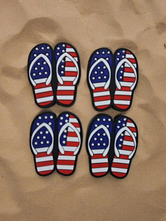 Flip Flops: American Flag Silicone Focal Bead - 0900