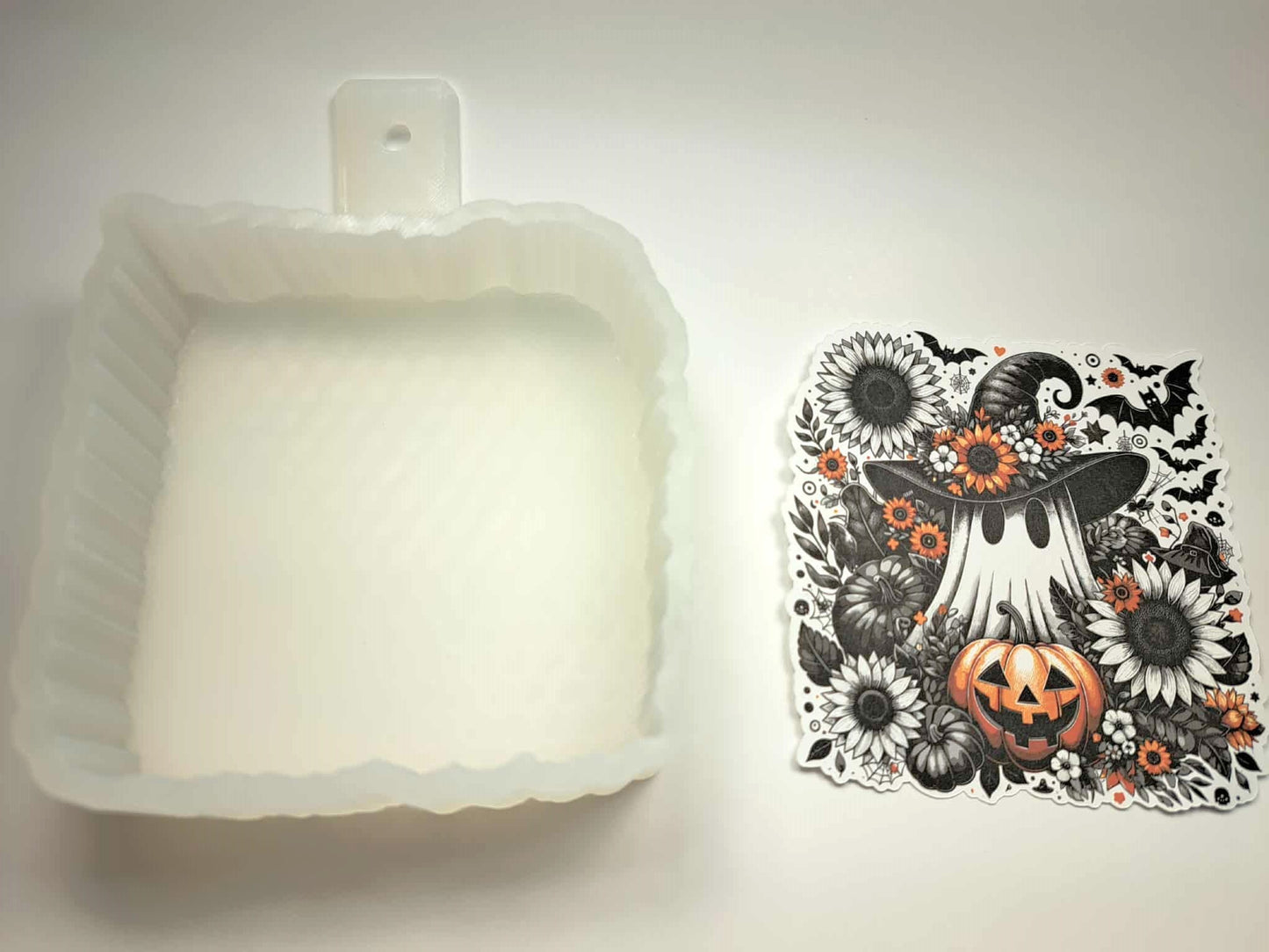 Fall Flowers Ghost Cardstock Silicone Mold, Aroma Bead Molds, Car Freshies, Premium Cardstock Images