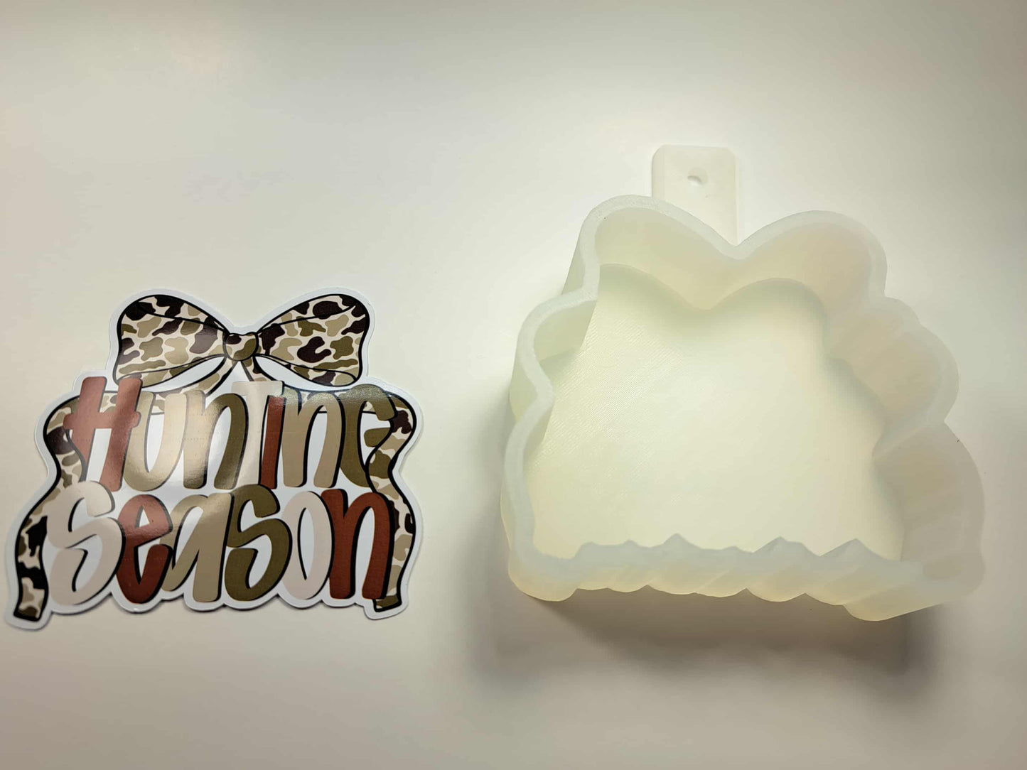 Hunting Season Coquette Bow Cardstock Silicone Mold for Aroma Bead Molds, Premium Cardstock Images