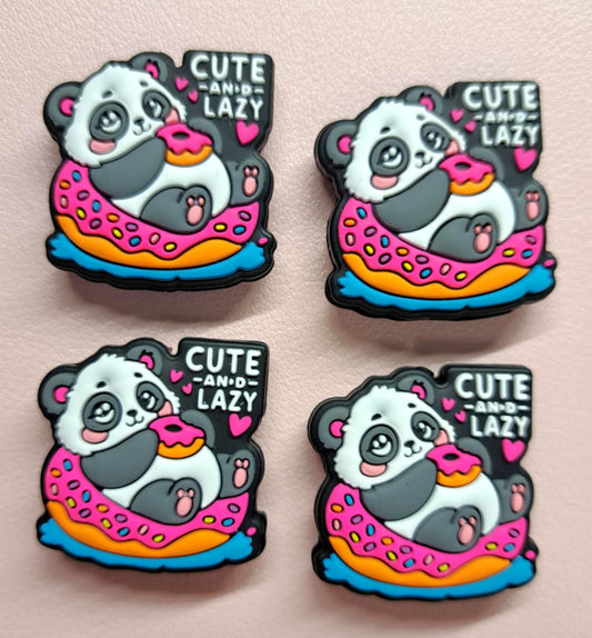 Cute but Lazy: Panda on Donut Floatie Silicone Focal Bead