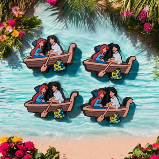 Ariel and Eric in Boat: Little Mermaid Silicone Focal Bead