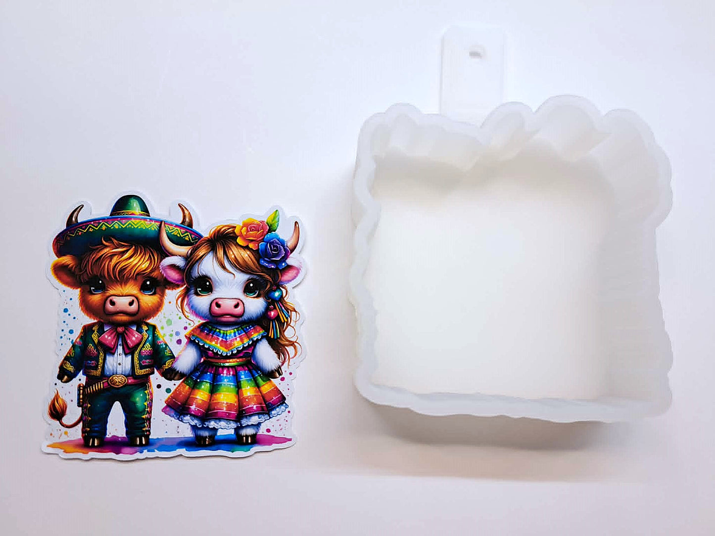 Mariachi Folk Cow Couple Cardstock Silicone Mold, Aroma Bead Molds, Premium Cardstock Images