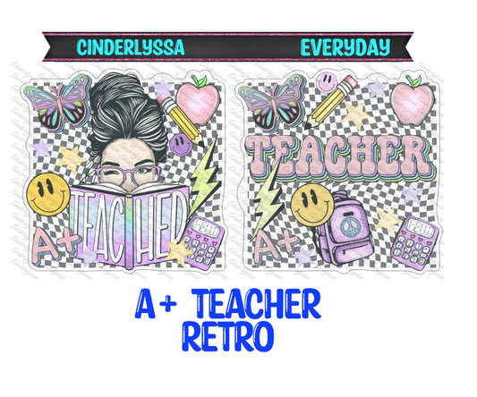 A+ Teacher Retro Cardstock Silicone Mold with Apple, Smiley Face, Butterfly, Calculator, and Stars for Aroma Bead Molds