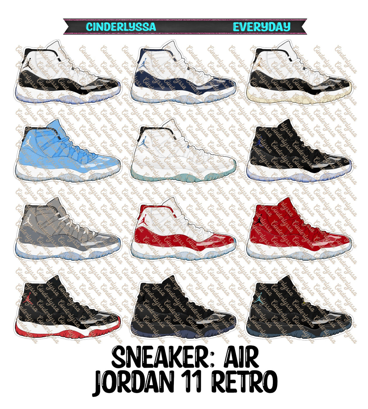 Sneaker: Air Jordan 11 Retro Multiple Colored Shoes Cardstock 