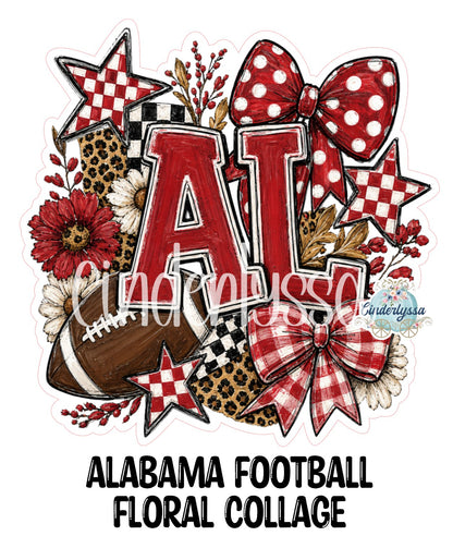 Alabama Football Floral Collage Cardstock Silicone Mold, Aroma Bead Molds, Premium Cardstock Images