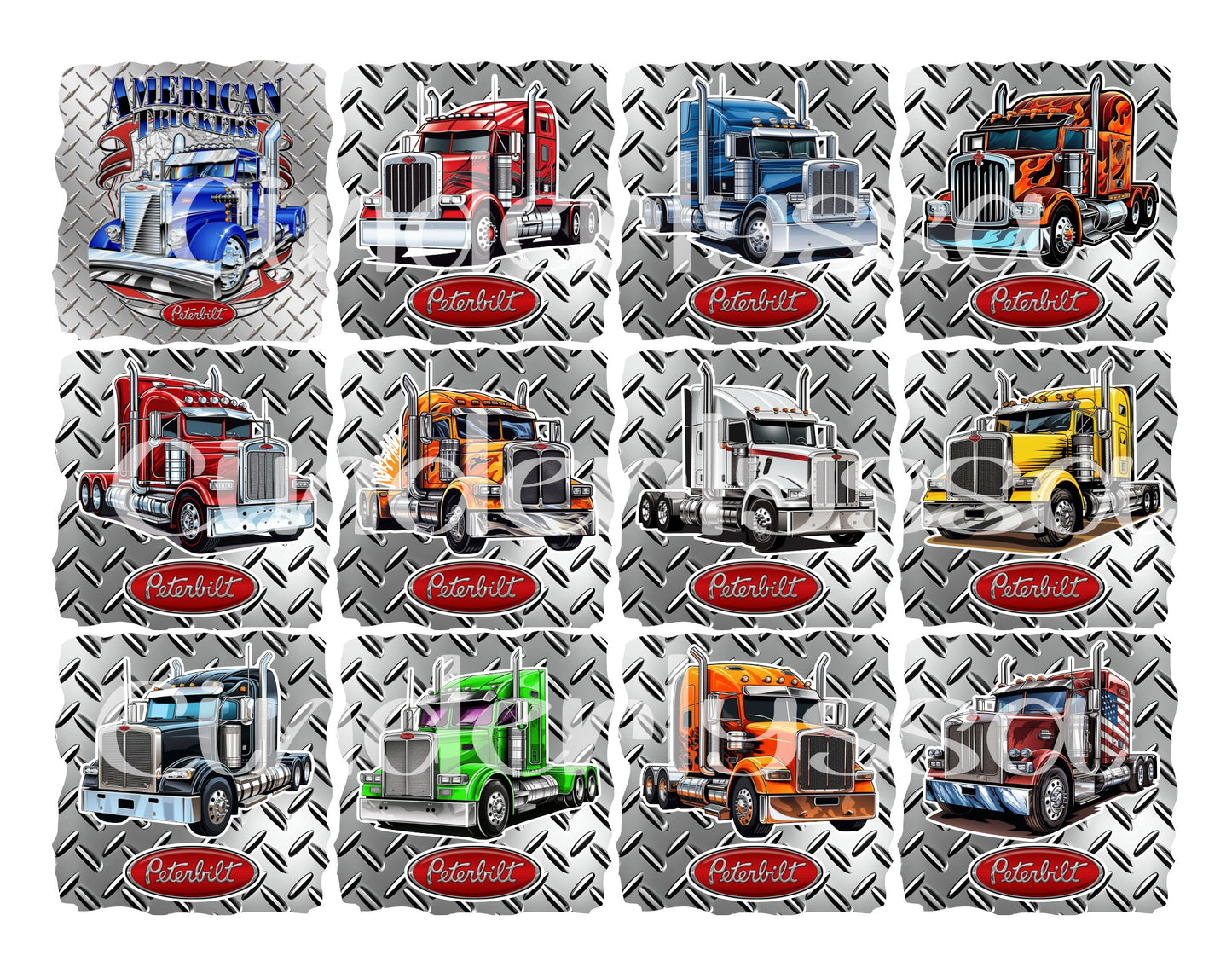 American Truckers Peterbilt Cardstock Silicone Mold, Aroma Bead Molds, Premium Cardstock Images