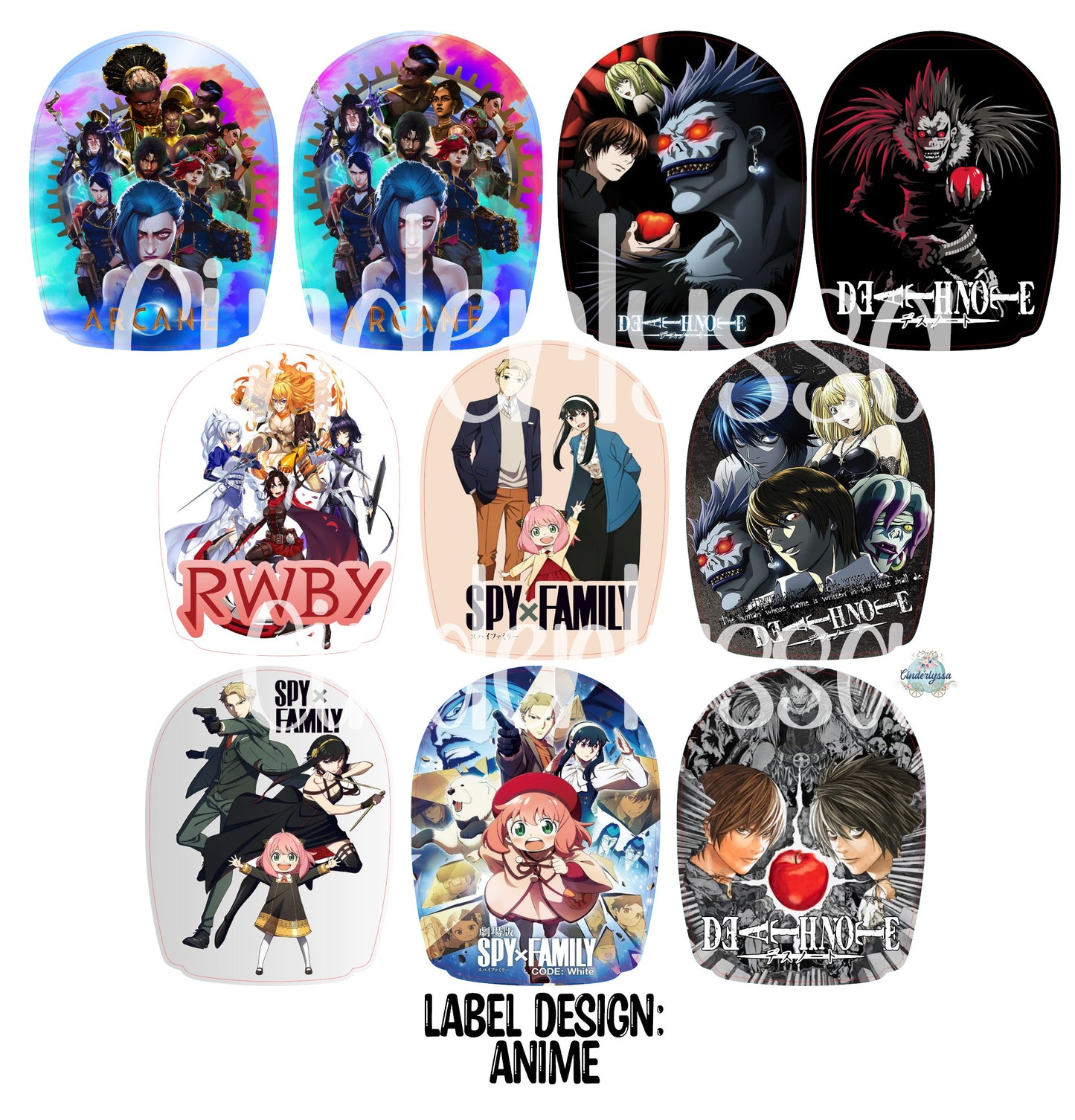 Label Design: Anime TV Shows Cardstock Silicone Mold, Aroma Bead Molds, Car Freshies, Premium Cardstock Images