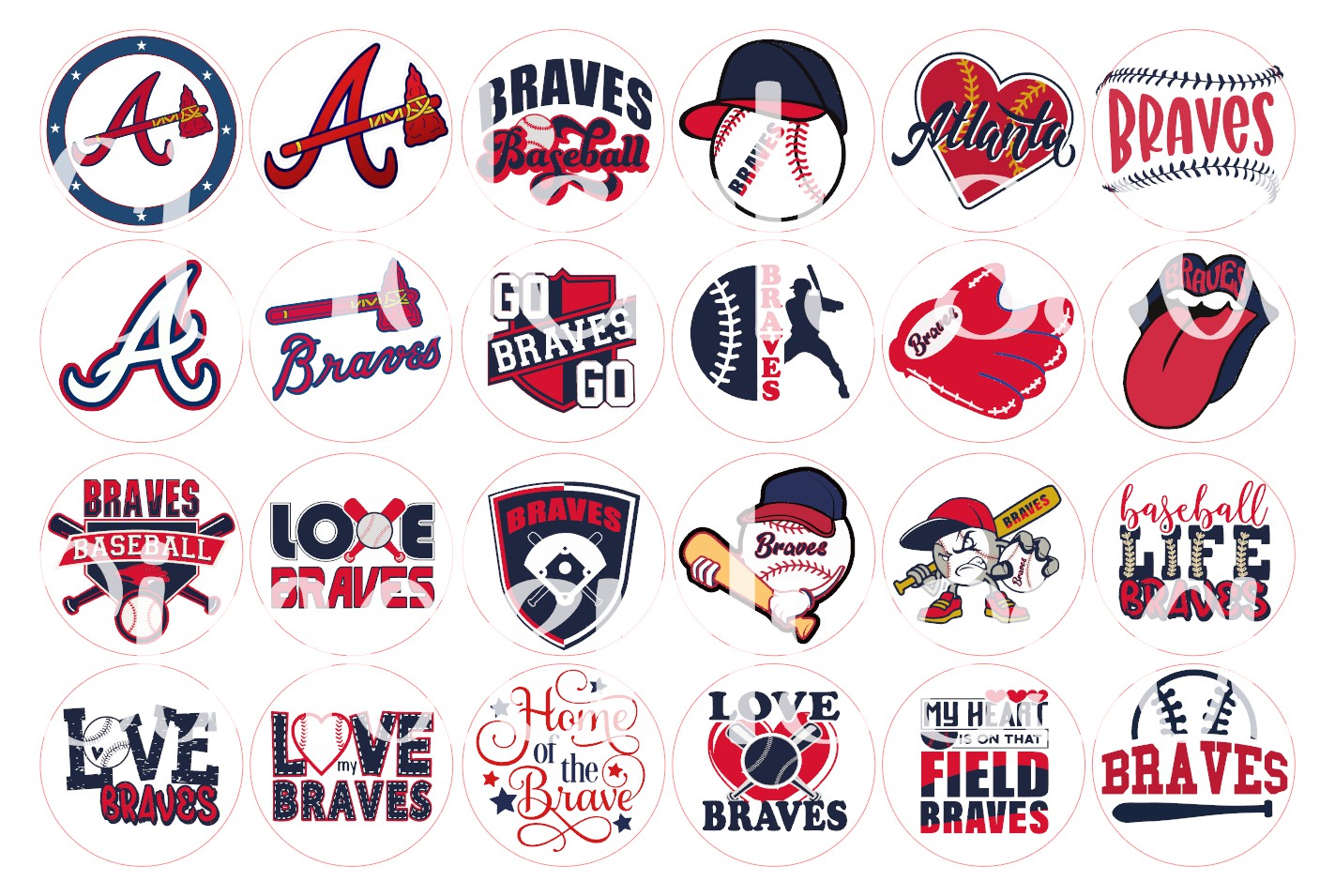 3.75 inch Round: Atlanta Braves for Cardstock Silicone Mold, for Aroma Bead Molds, Premium Cardstock Images