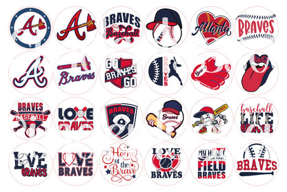 3.75 inch Round: Atlanta Braves for Cardstock Silicone Mold, for Aroma Bead Molds, Premium Cardstock Images