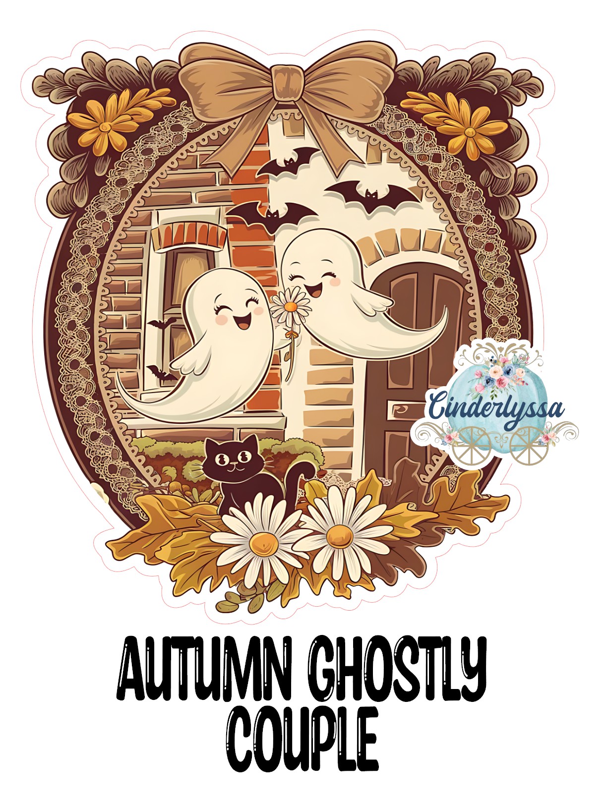 Autumn Ghostly Couple Cardstock Silicone Mold, Aroma Bead Molds, Car Freshies, Premium Cardstock Images