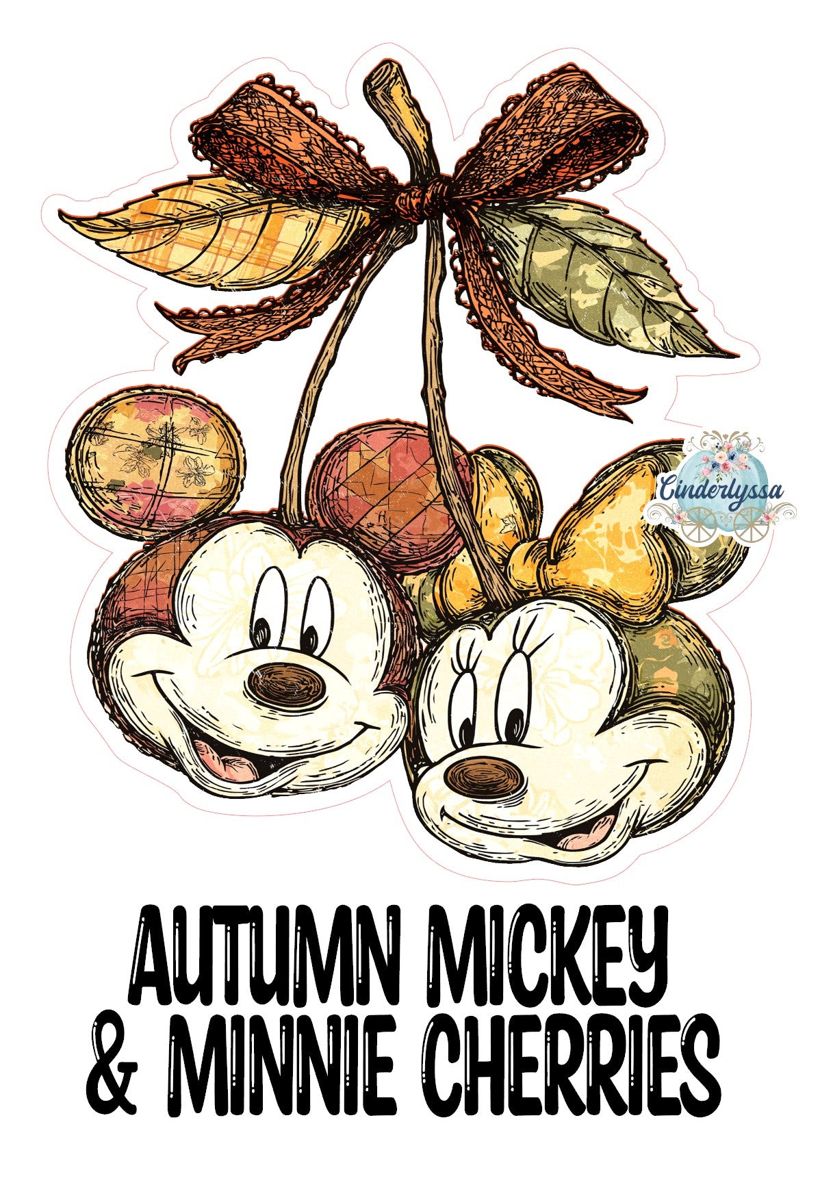 Autumn Mickey & Minnie Cherries Cardstock Silicone Mold, Aroma Bead Molds, Premium Cardstock Images