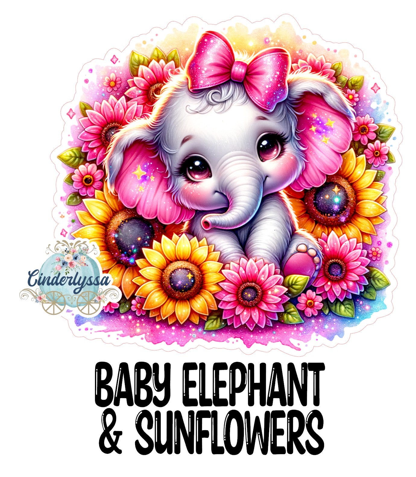 Baby Elephant & Sunflowers Cardstock Silicone Mold, Aroma Bead Molds, Premium Cardstock Images