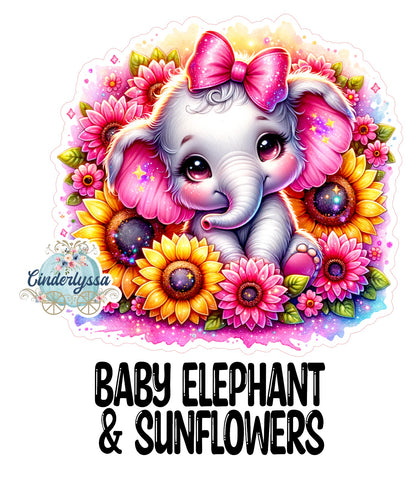 Baby Elephant & Sunflowers Cardstock Silicone Mold, Aroma Bead Molds, Premium Cardstock Images