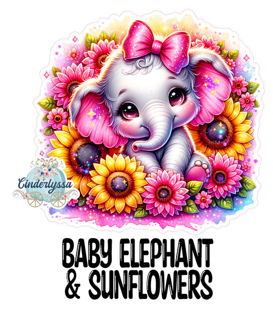 Baby Elephant & Sunflowers Cardstock Silicone Mold, Aroma Bead Molds, Premium Cardstock Images