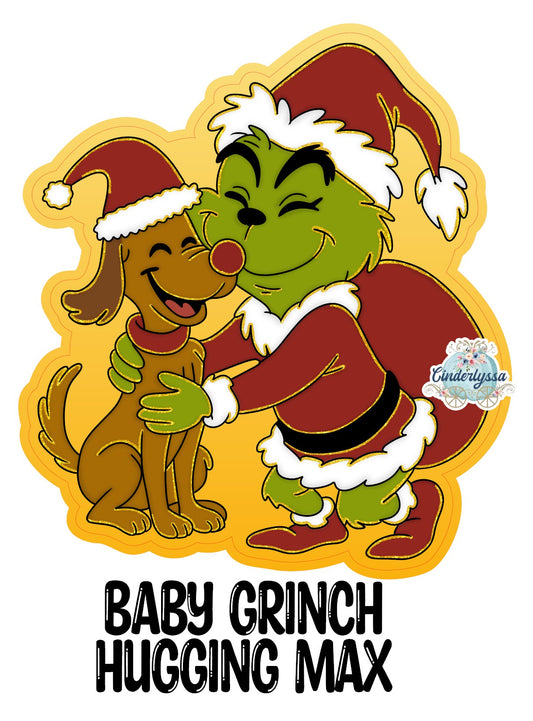 Baby Grinch Hugging Max Cardstock Silicone Mold, Aroma Bead Molds, Car Freshies, Premium Cardstock Images