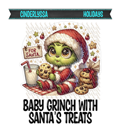 Baby Grinch With Santa's Treats Cardstock Silicone Mold, Aroma Bead Molds, Car Freshies, Premium Cardstock Images