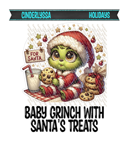 Baby Grinch With Santa's Treats Cardstock Silicone Mold, Aroma Bead Molds, Car Freshies, Premium Cardstock Images