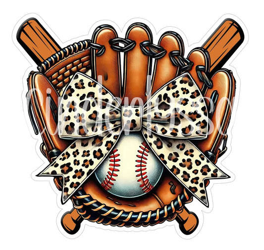 Baseball Gear With Coquette Leopard Bow Cardstock Silicone Mold, Aroma Bead Molds, Premium Cardstock Images