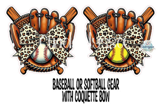 Baseball Or Softball Gear With Coquette Leopard Bow Cardstock Silicone Mold, Aroma Bead Molds, Premium Cardstock Images