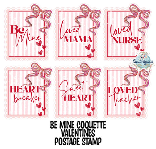 Be Mine Coquette Valentines Postage Stamp Cardstock Silicone Mold, Aroma Bead Molds, Premium Cardstock Images