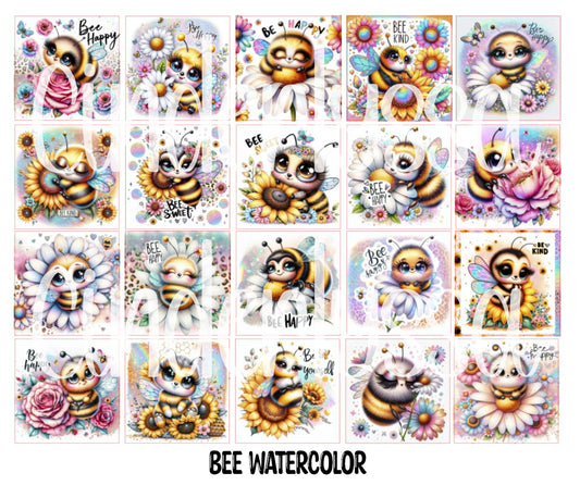 2.5 inch Square Bee Watercolor Cardstock Only for freshies - NO MOLD: Cardstock Silicone Mold, for Aroma Bead Molds, Premium Cardstock Image