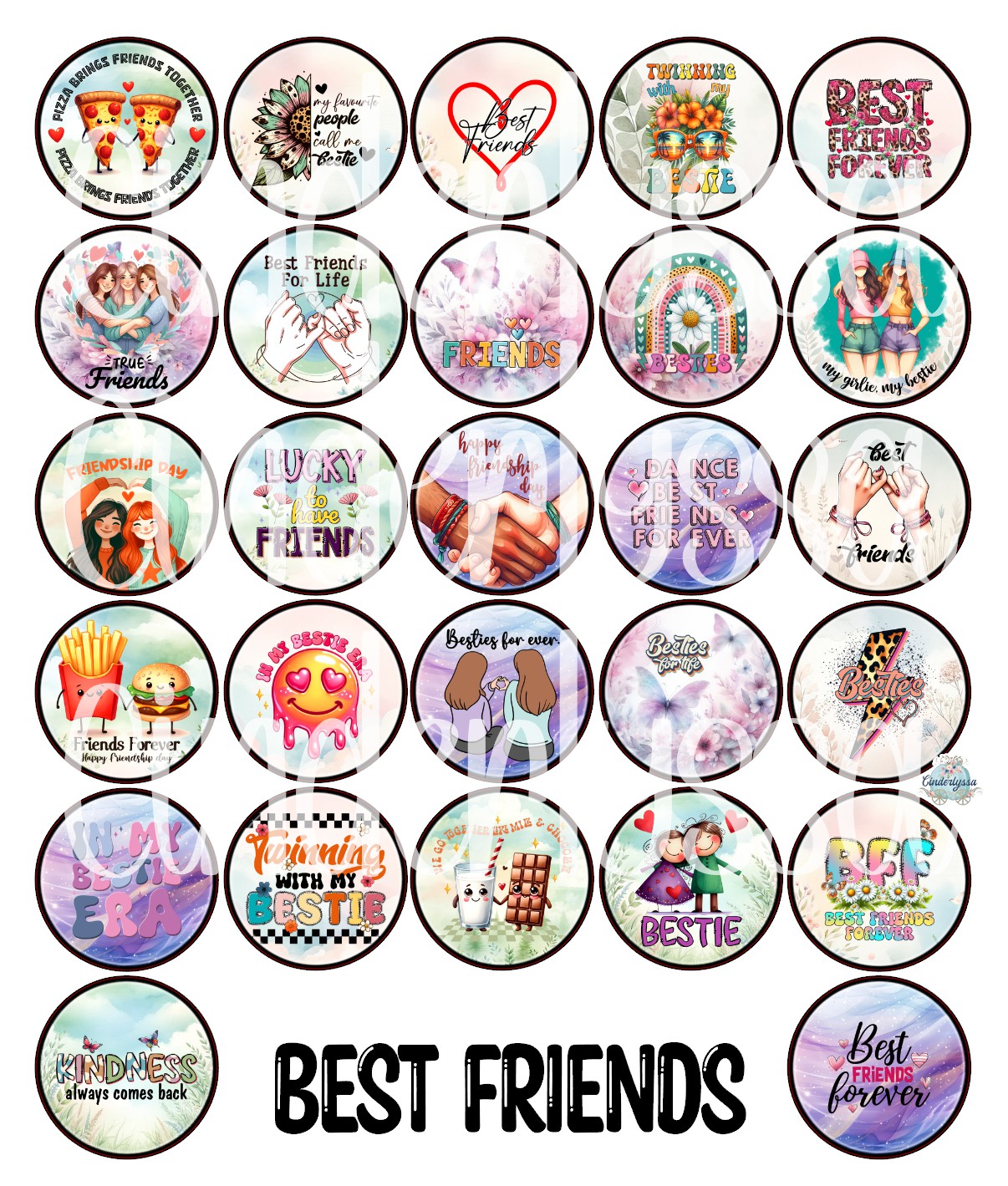 2.5 inch Round Best Friends Cardstock Only for freshies: Cardstock Silicone Mold, Car Freshener, Premium Cardstock Images-NO MOLD