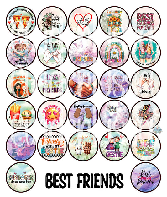 3 inch Round Best Friends Cardstock Only for freshies: Aroma Bead Molds, Premium Cardstock Images