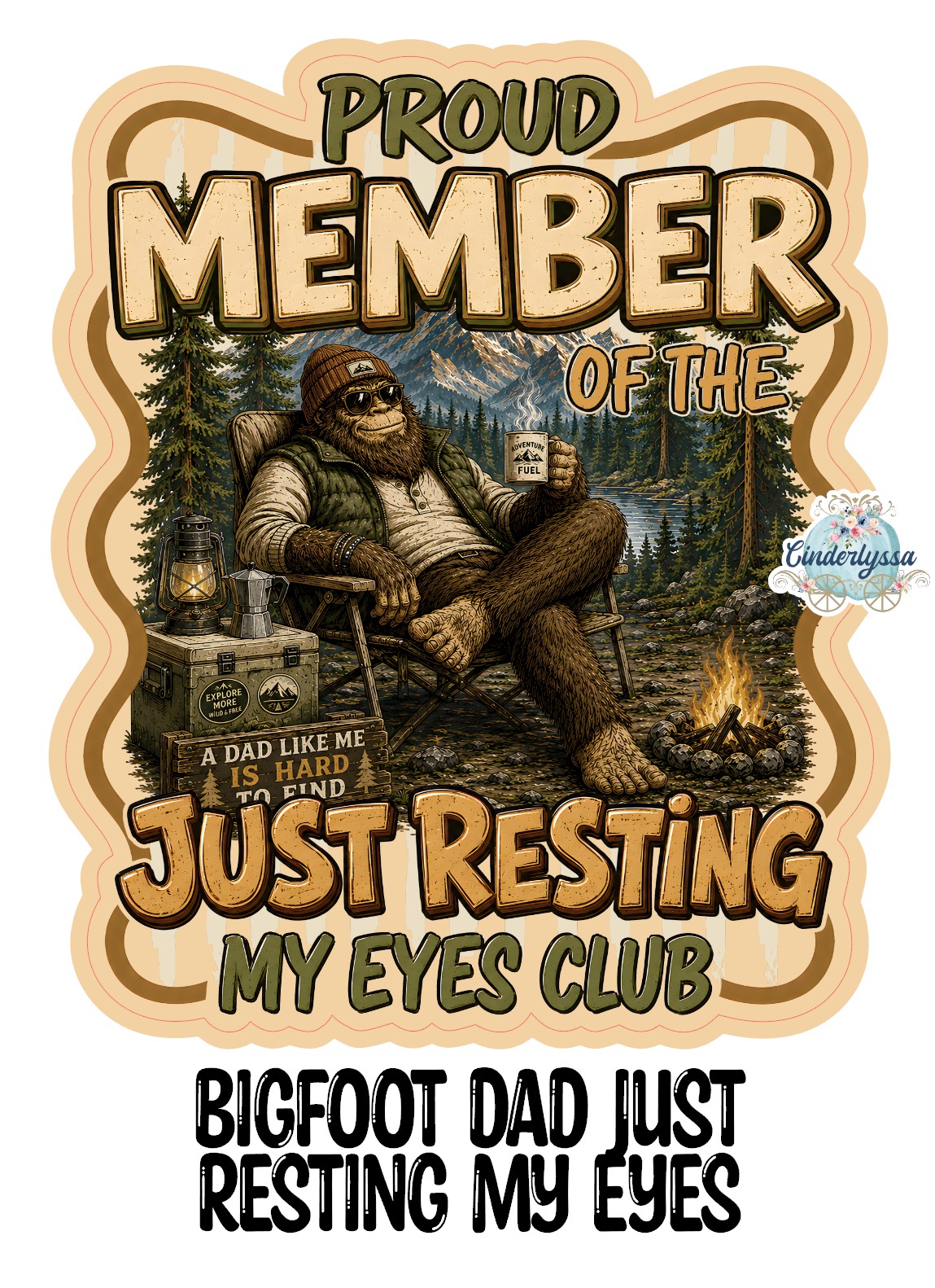 Bigfoot Dad Just Resting My Eyes Cardstock Silicone Mold, Aroma Bead Molds, Premium Cardstock Images