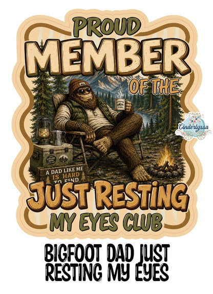 Bigfoot Dad Just Resting My Eyes Cardstock Silicone Mold, Aroma Bead Molds, Premium Cardstock Images
