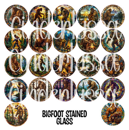 3.75 inch Round: Bigfoot Stained Glass for Cardstock Silicone Mold, for Aroma Bead Molds, Premium Cardstock Images