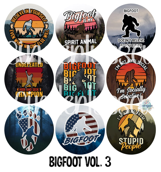 3.75 inch Round: Bigfoot Vol. 3 for Cardstock Silicone Mold, for Aroma Bead Molds, Premium Cardstock Images