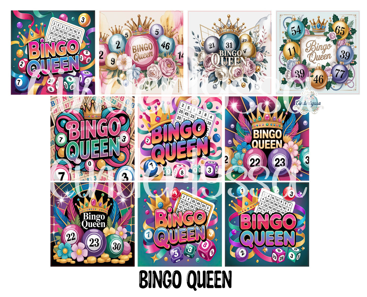 2 inch Square Bingo Queen Cardstock Only for freshies - NO MOLD: Aroma Bead Molds, Premium Cardstock Images