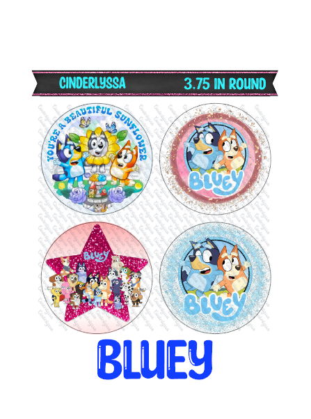 3.75 inch Round: Bluey Mix for Cardstock Silicone Mold, for Aroma Bead Molds, Premium Cardstock Images