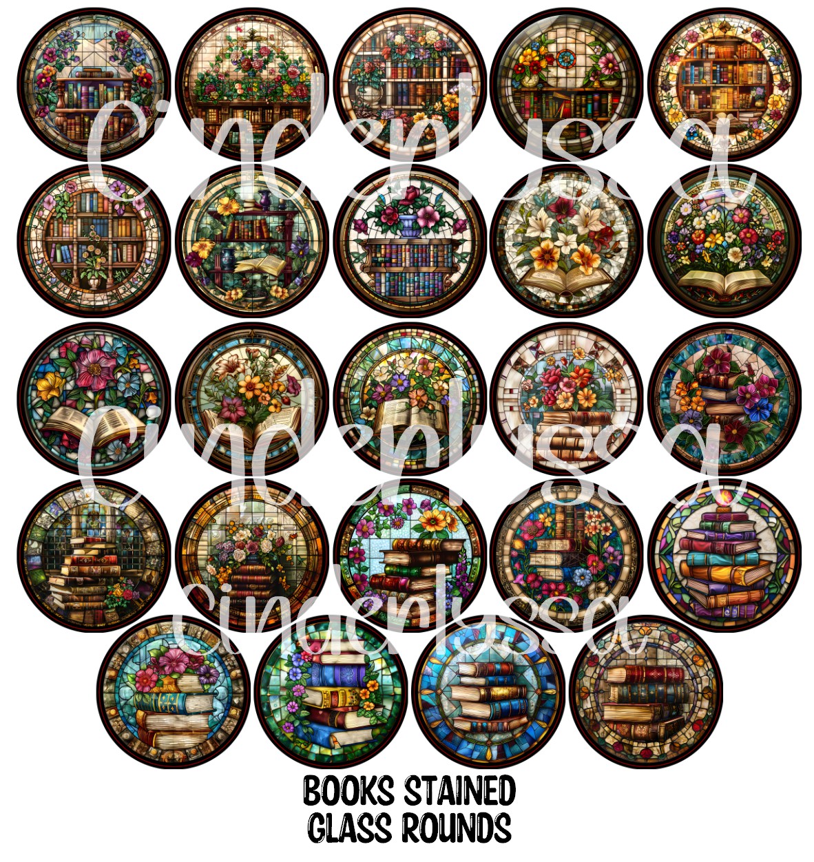 Book Stained Glass Rounds Cardstock Only for freshies - NO MOLD for Aroma Bead Molds, Premium Cardstock Images