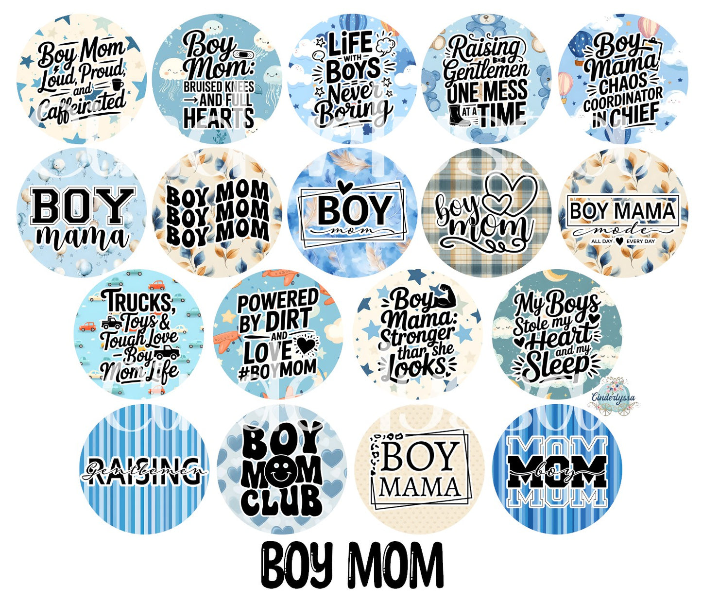 2.5 inch Round Boy Mom Cardstock Only for freshies: Cardstock Silicone Mold, Premium Cardstock Images - NO MOLD