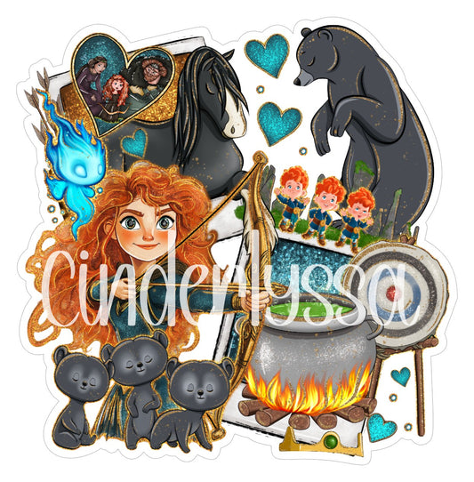 Brave Collage: Merida, Wisps, Ring of Stones, Elinor Bear Cardstock Silicone Mold, Aroma Bead Molds, Premium Cardstock Images