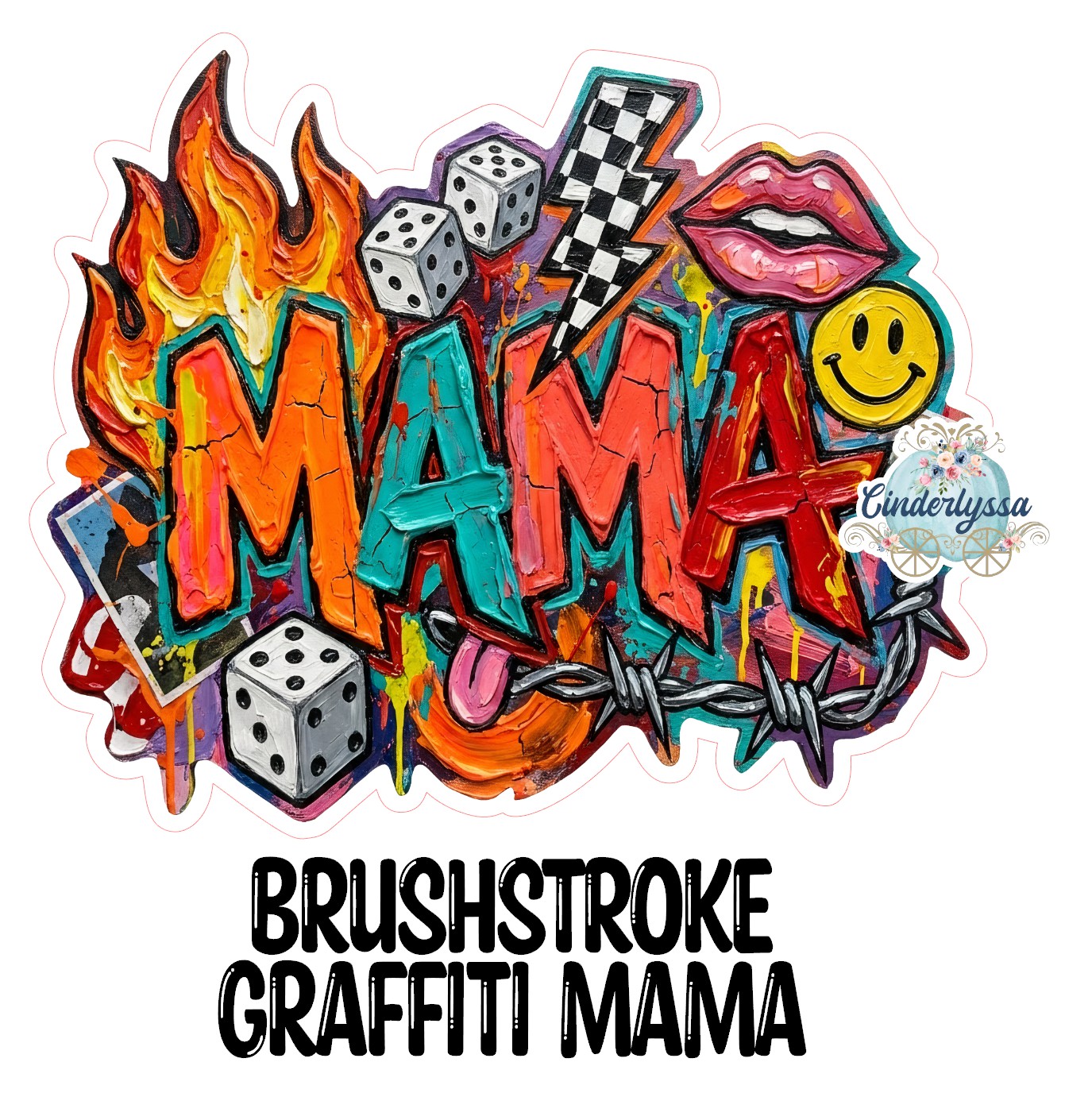 Brushstroke Graffiti Mama Cardstock Silicone Mold, Aroma Bead Molds, Premium Cardstock Images