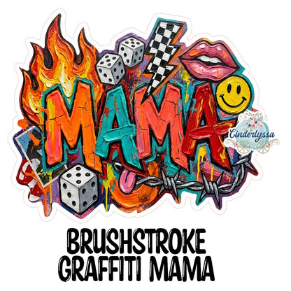 Brushstroke Graffiti Mama Cardstock Silicone Mold, Aroma Bead Molds, Premium Cardstock Images