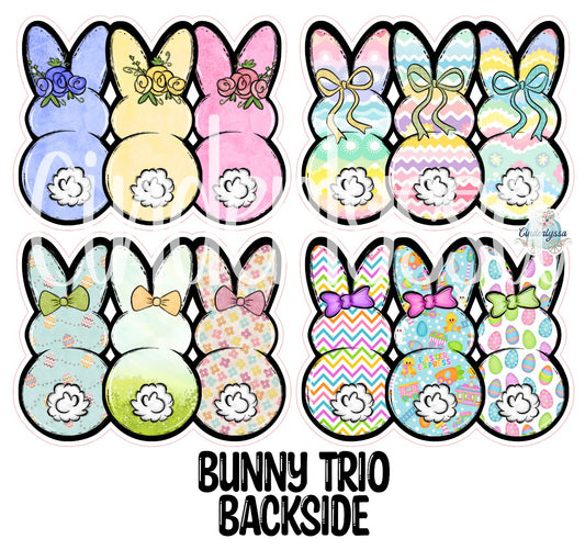 Bunny Trio Backside Cardstock Silicone Mold, Aroma Bead Molds, Premium Cardstock Images