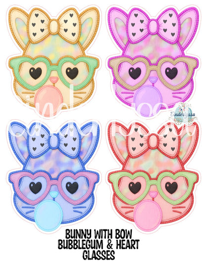 Bunny With Bow Bubblegum & Heart Glasses Cardstock Silicone Mold, Aroma Bead Molds, Premium Cardstock Images