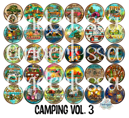 3.75 inch Round: Camping Vol. 3 for Cardstock Silicone Mold, for Aroma Bead Molds, Premium Cardstock Images
