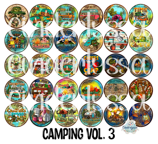 3 inch Round: Camping Vol. 3 Cardstock Only for freshies - NO MOLD for Aroma Bead Molds, Premium Cardstock Images