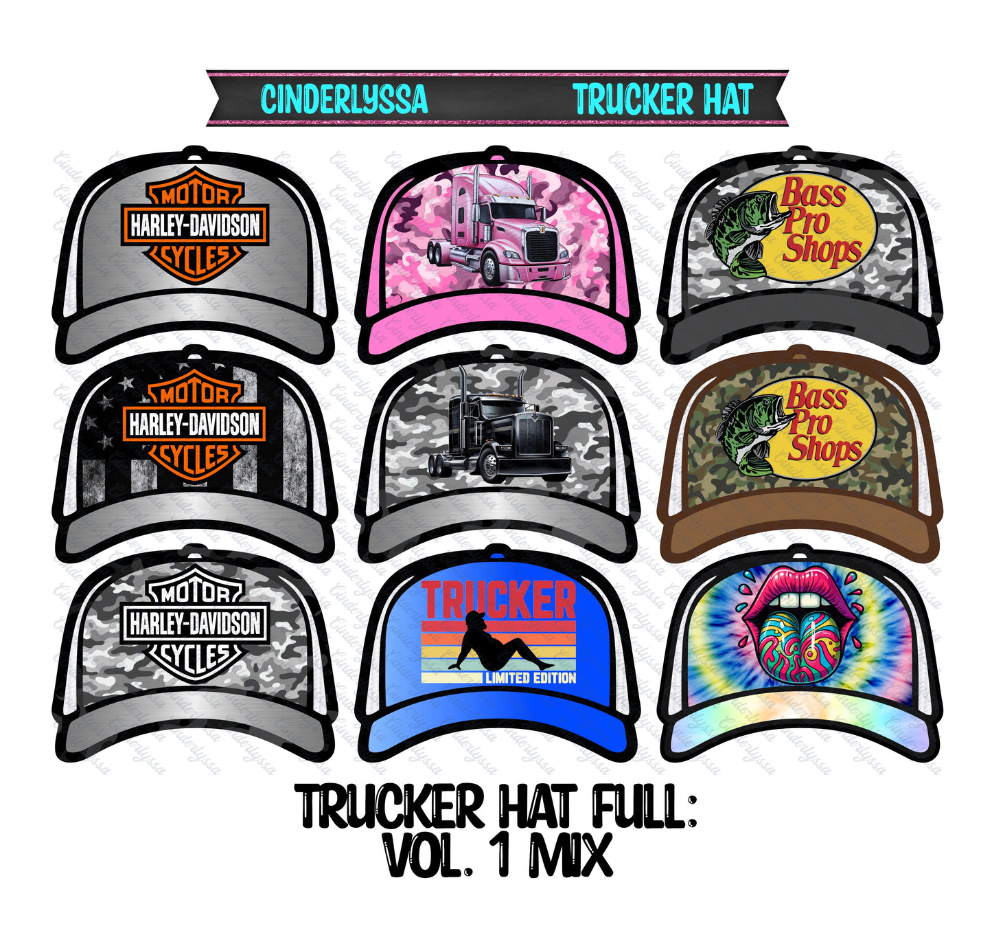 Trucker Hat: Vol. 1 Theme Mix Cardstock Silicone Mold, Aroma Bead Molds, Premium Cardstock Images