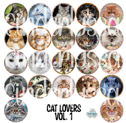 3.75 inch Round: Cat Lovers Vol. 1 for Cardstock Silicone Mold, for Aroma Bead Molds, Premium Cardstock Images