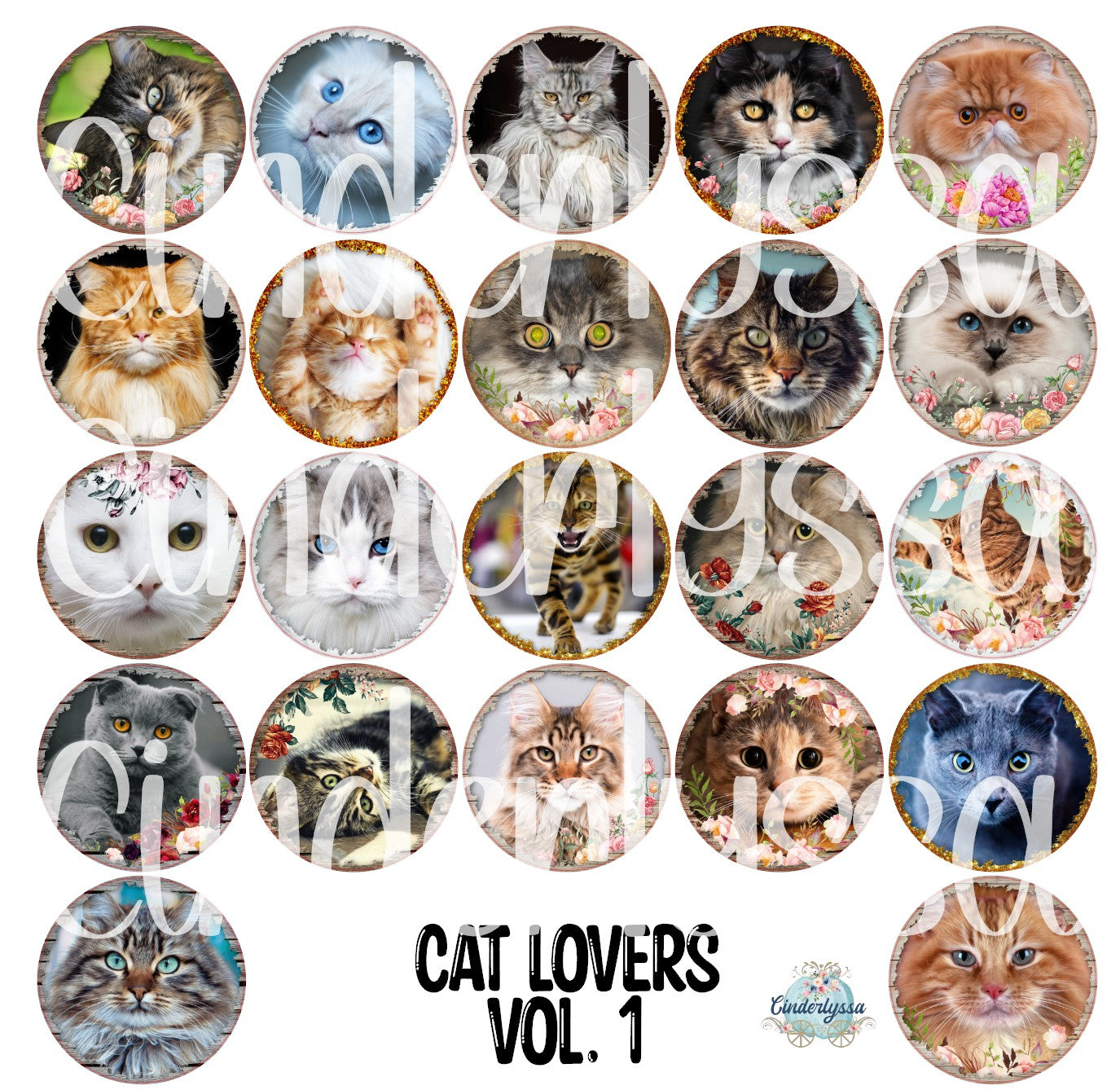 2.5 inch Round Cat Lovers Vol. 1 Cardstock Only for freshies: Cardstock Silicone Mold, Car Freshener, Premium Cardstock Images-NO MOLD