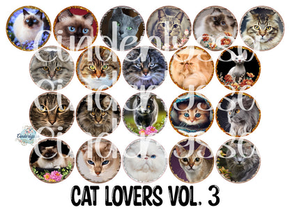 3.75 inch Round: Cat Lovers Vol. 3 for Cardstock Silicone Mold, for Aroma Bead Molds, Premium Cardstock Images